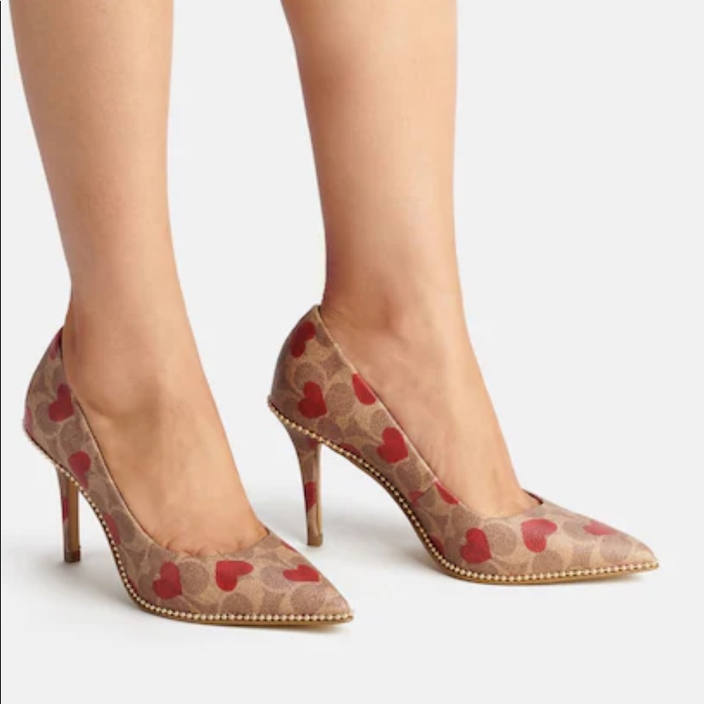 Coach Heart Print Pumps